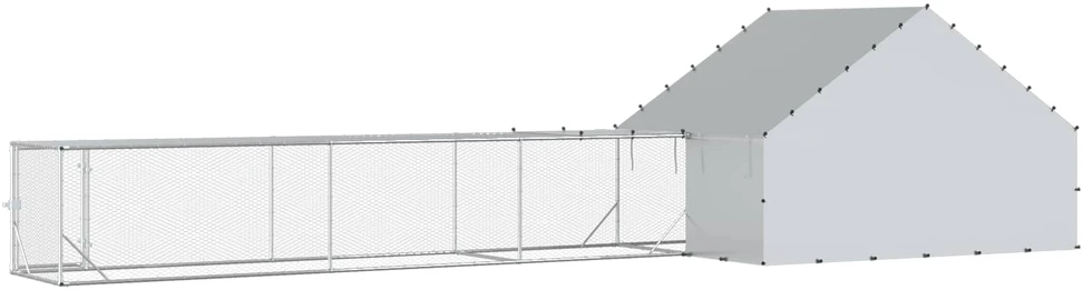 Vištidė su stogu ir kiemu 2 vnt. Sidabrinė 8 x 2 x 1,9 m