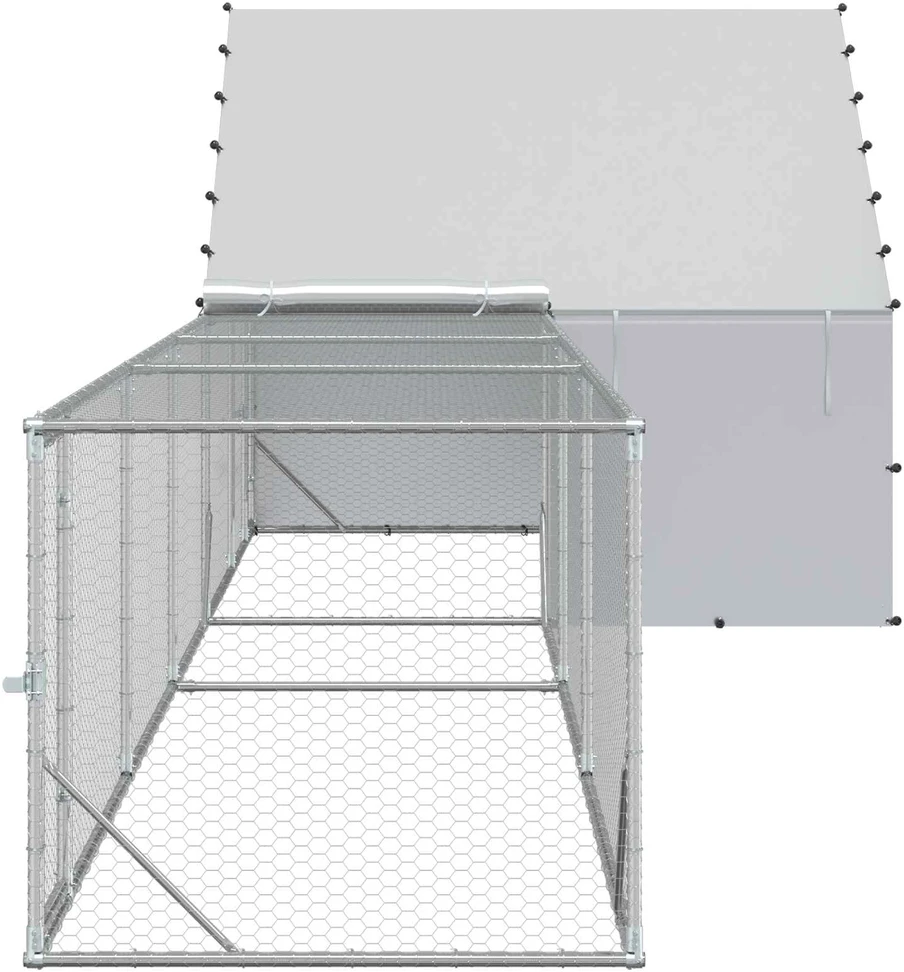 Vištidė su stogu ir kiemu 2 vnt. Sidabrinė 8 x 2 x 1,9 m