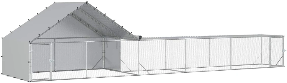Vištidė su stogu ir kiemu 2 vnt. Sidabrinė 8 x 2 x 1,9 m
