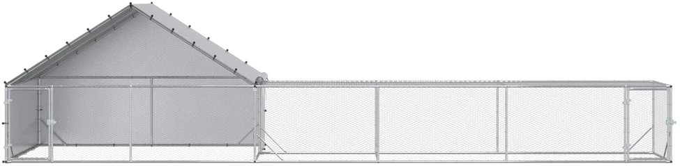 Vištidė su stogu ir kiemu 2 vnt. Sidabrinė 8 x 2 x 1,9 m