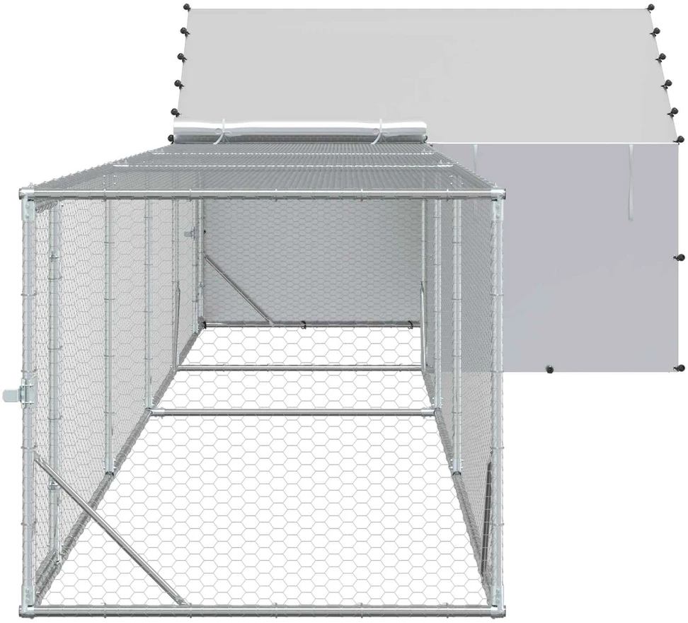 Vištidė su stogu ir kiemu 2 vnt. Sidabrinė 7 x 2 x 1,5 m