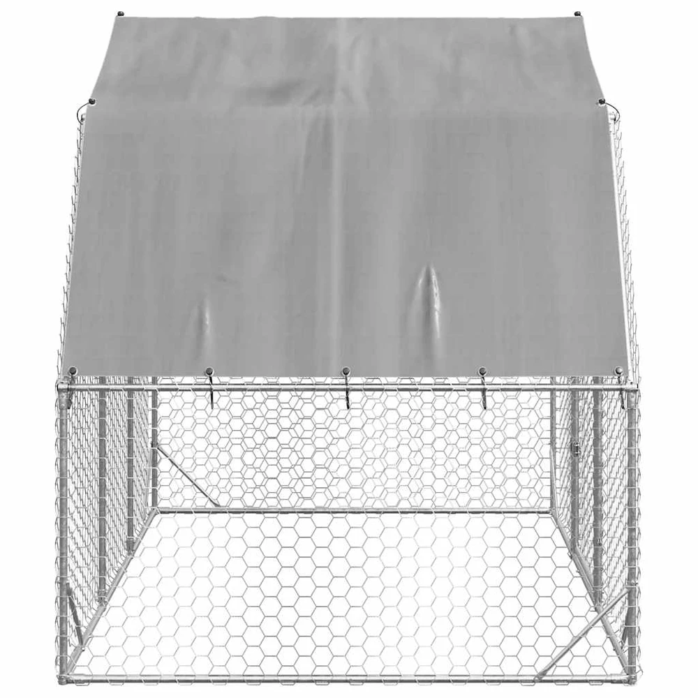 Vištienos bėgimas su stogu, 2,5x2x2,25m, galvanizuotas plienas