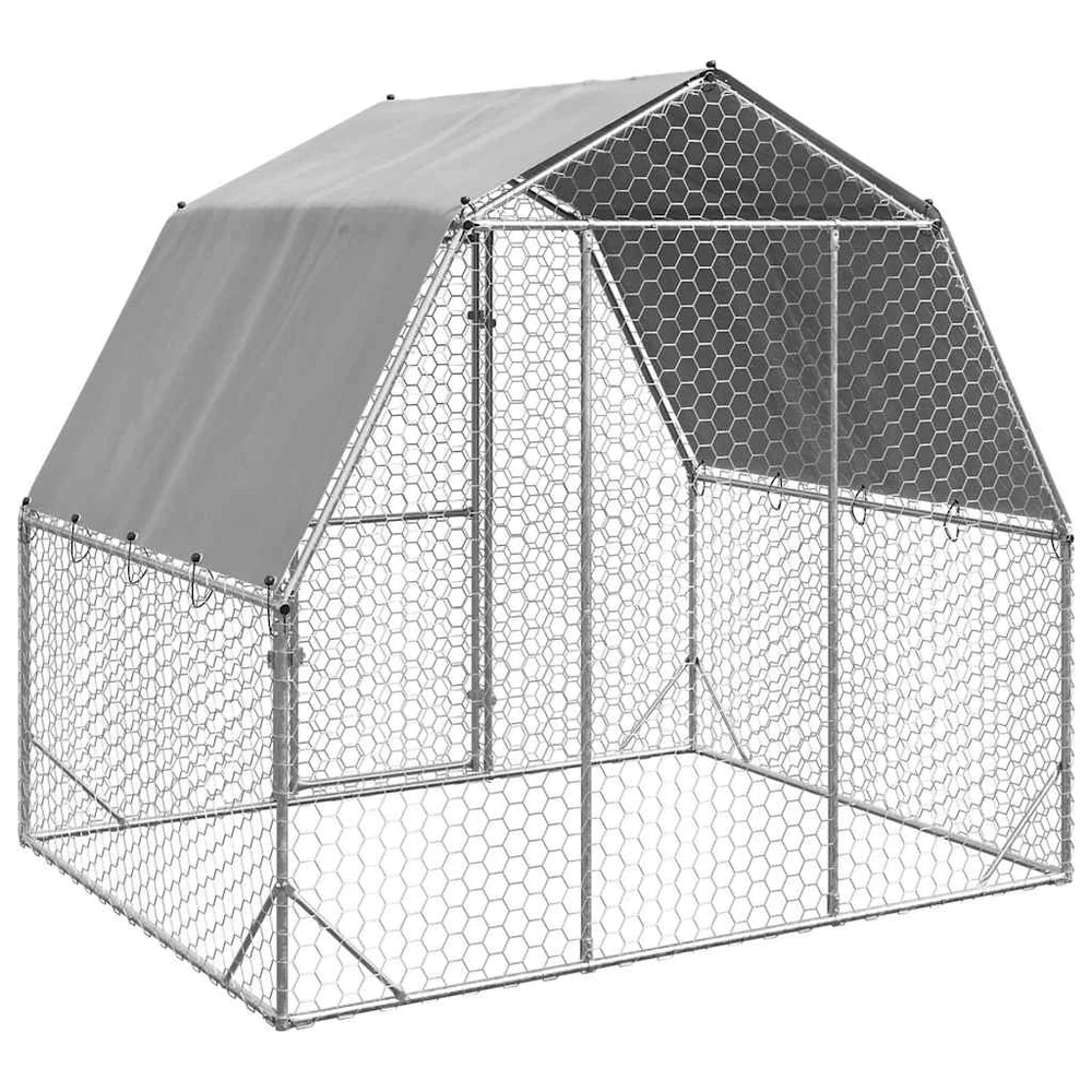 Vištienos bėgimas su stogu, 2,5x2x2,25m, galvanizuotas plienas