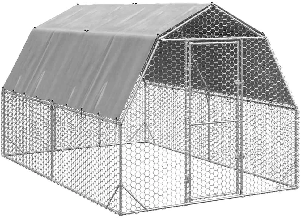 vištienos bėgimas su stogu 2,5x4x2,25 m cinkuoto plieno