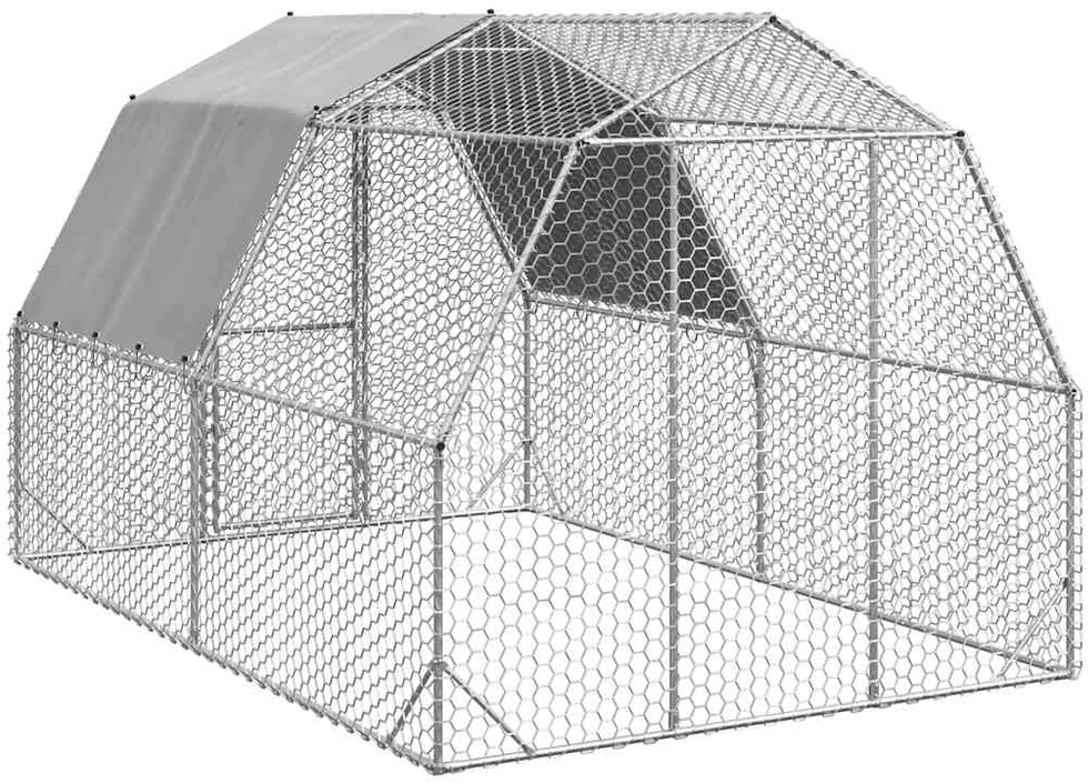 vištienos bėgimas su stogu 2,5x4x2,25 m cinkuoto plieno