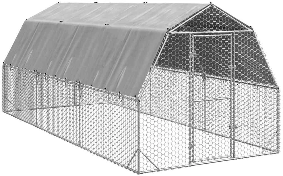 vištienos bėgimas su stogu 2,5x6x2,25 m cinkuoto plieno
