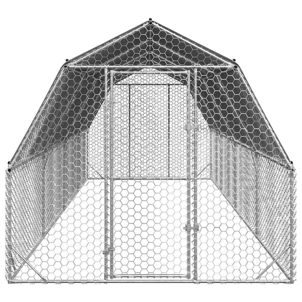 vištienos bėgimas su stogu 2,5x8x2,25 m cinkuoto plieno