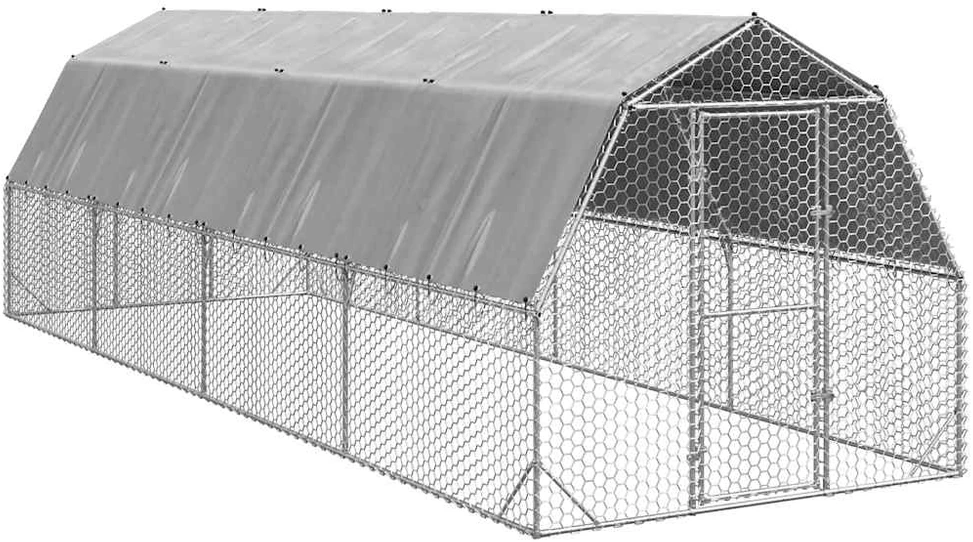 vištienos bėgimas su stogu 2,5x8x2,25 m cinkuoto plieno