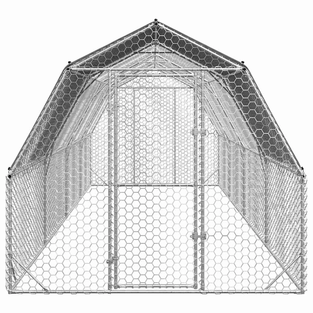 vištienos bėgimas su stogu 2,5x8x2,25 m cinkuoto plieno