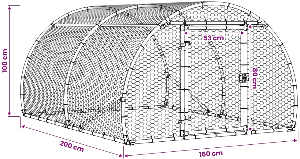 Vištų būdas Sidabrinė 200 x 150 x 100 cm Galvanizuotas plienas