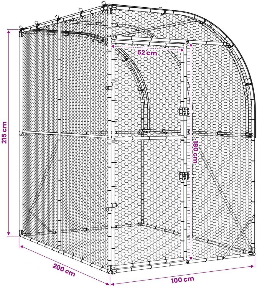 Vištų būdas Sidabrinė 200 x 200 x 215 cm Galvanizuotas plienas