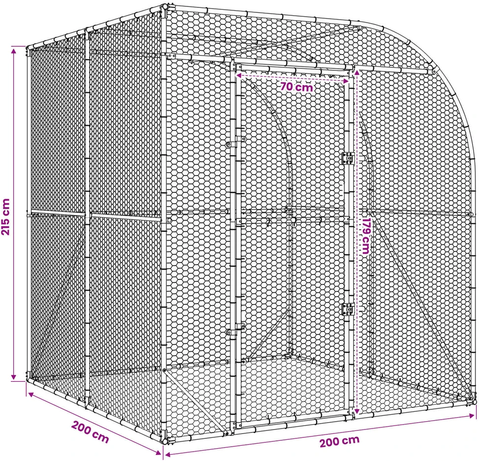 Vištų būdas Sidabrinė 200 x 200 x 215 cm Galvanizuotas plienas