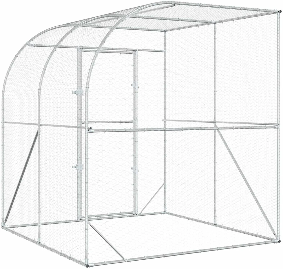 Vištų būdas Sidabrinė 200 x 200 x 215 cm Galvanizuotas plienas