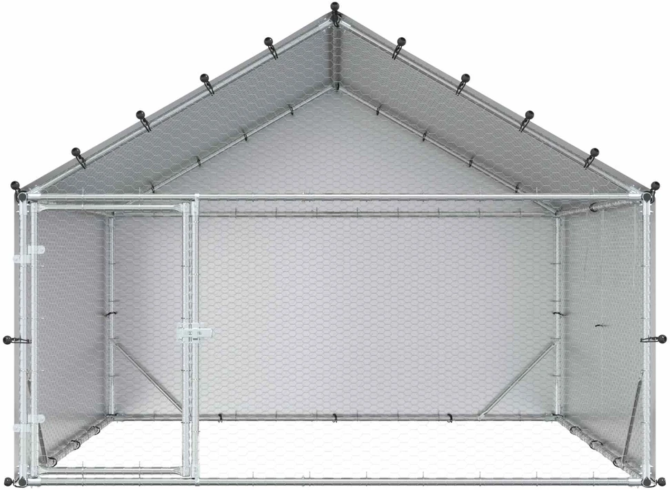 Vištų coop su stogu Sidabrinė 200 x 200 x 150 cm