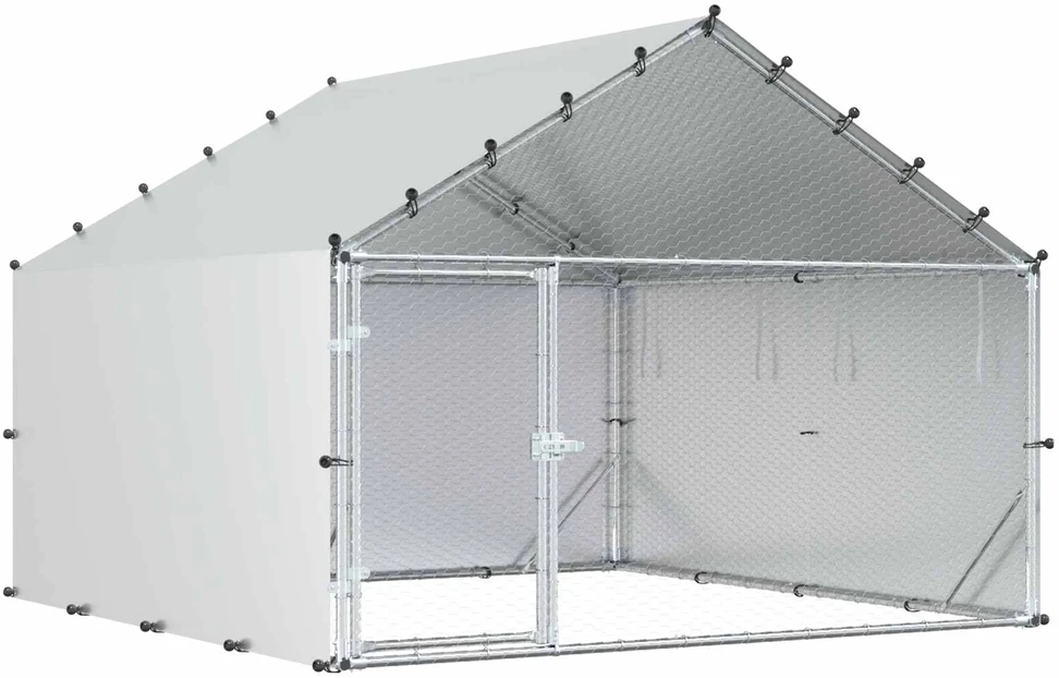 Vištų coop su stogu Sidabrinė 200 x 200 x 150 cm