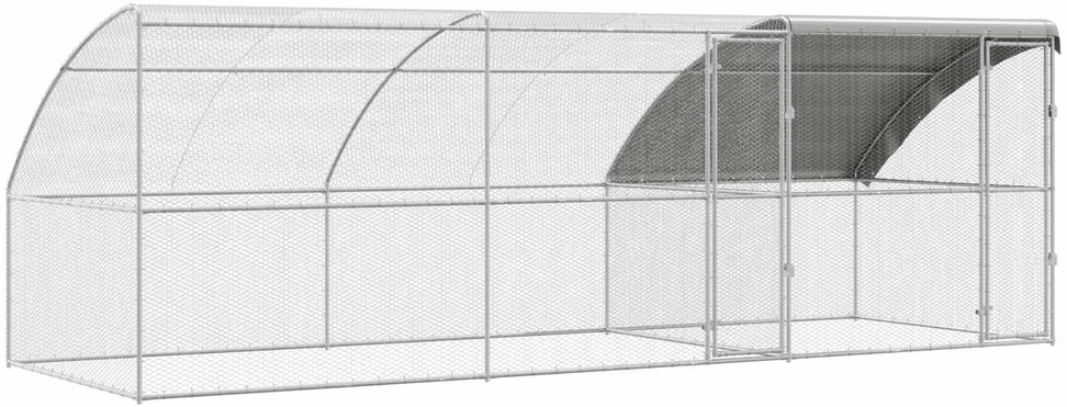 Vištų narvas su 2 durimis 3 vnt. Sidabro 600x200x200cm