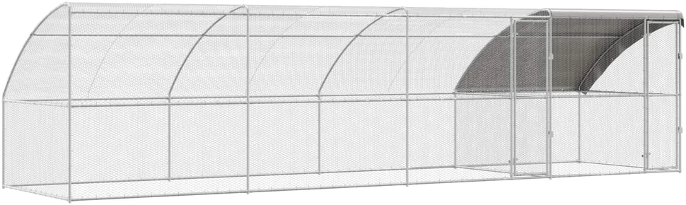 Vištų narvas 4 vnt. Sidabro 800 x 200 x 200 cm Plienas ir PE