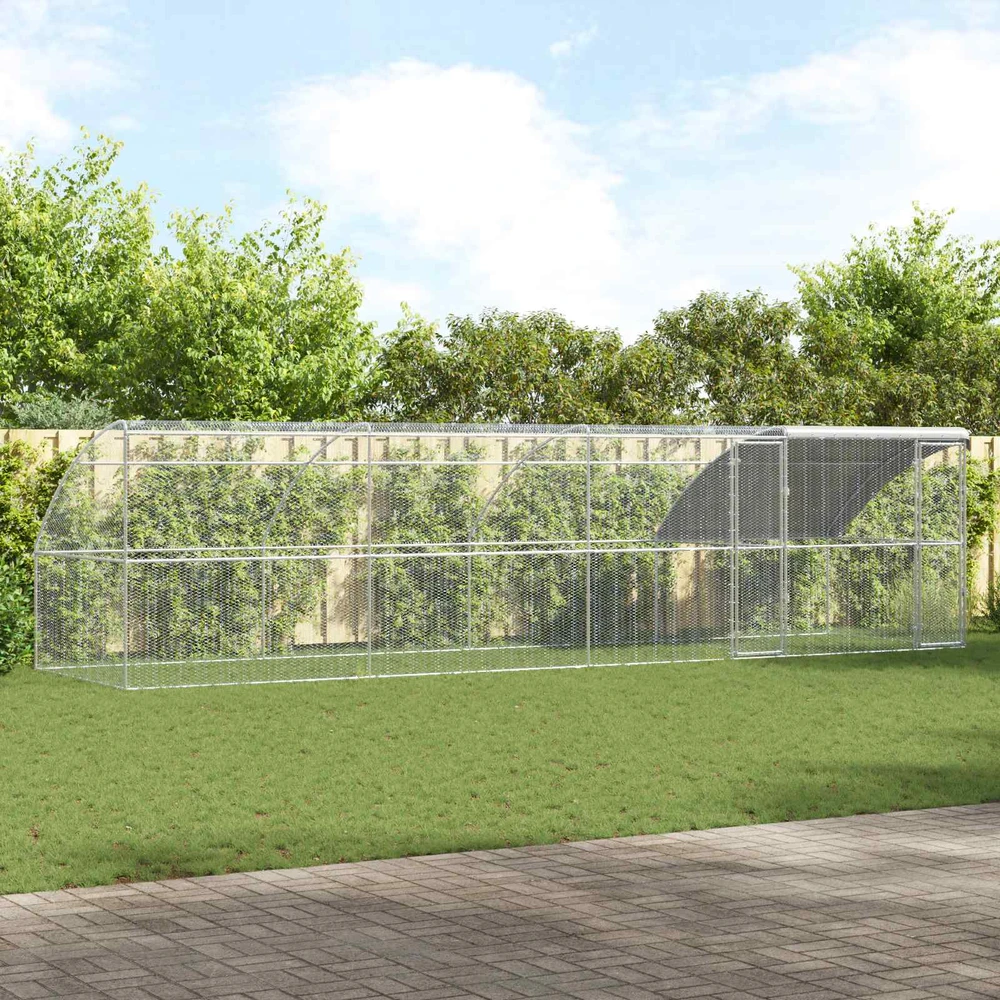 Vištų narvas 4 vnt. Sidabro 800 x 200 x 200 cm Plienas ir PE