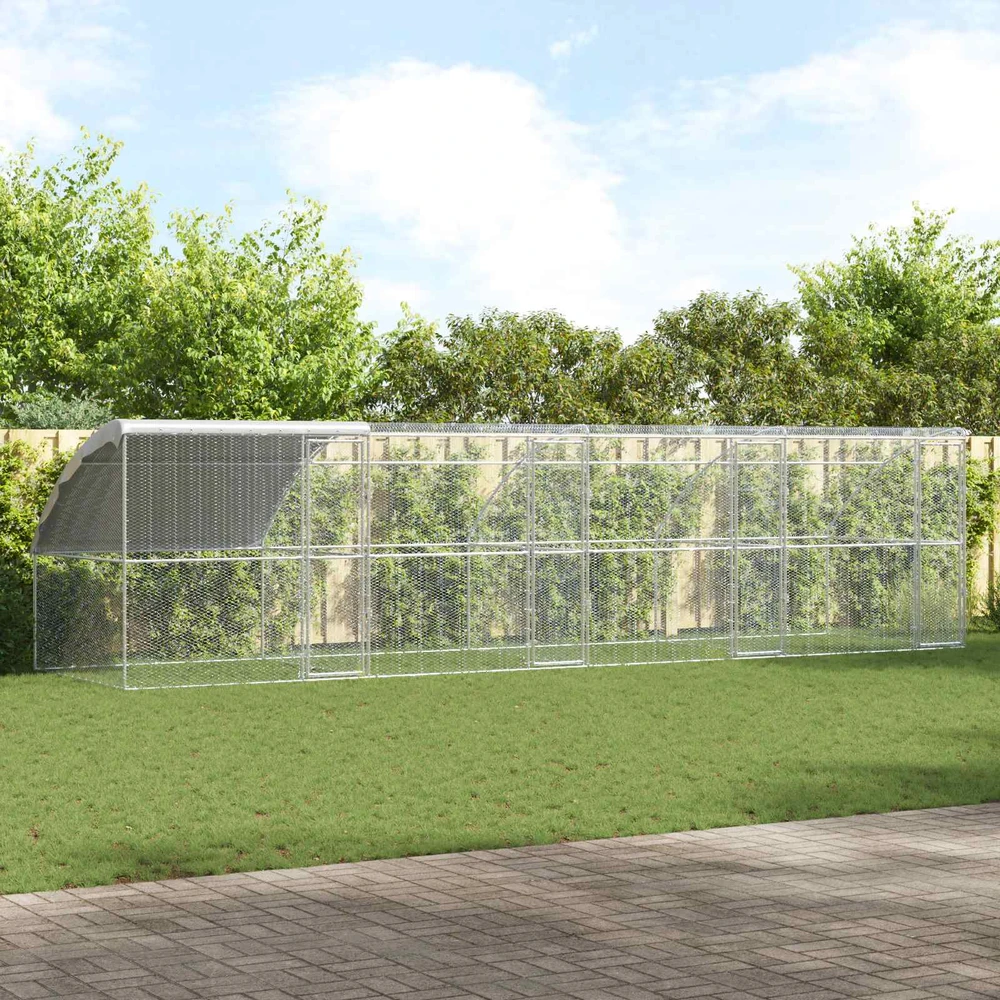 Vištų narvas 4 vnt. Sidabro 800 x 200 x 200 cm Plienas ir PE