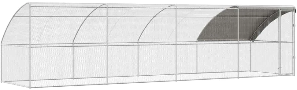 Vištų narvas 4 vnt. Sidabro 800 x 200 x 200 cm Plienas ir PE