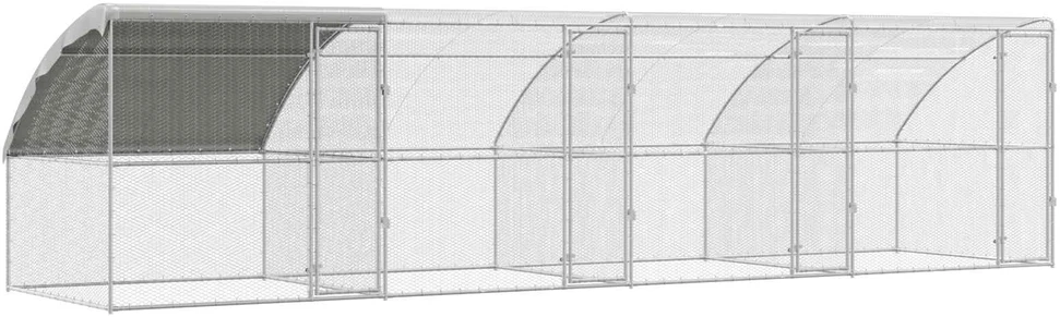 Vištų narvas 4 vnt. Sidabro 800 x 200 x 200 cm Plienas ir PE