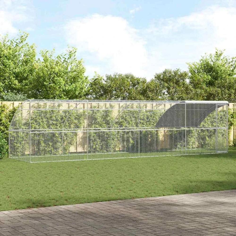 Vištų narvas 4 vnt. Sidabro 800 x 200 x 200 cm Plienas ir PE