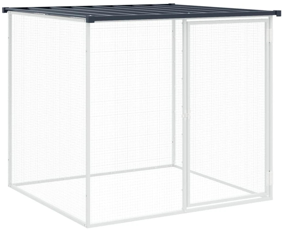 Narvas viščiukams su stogu, antracito, 203x98x90cm, plienas