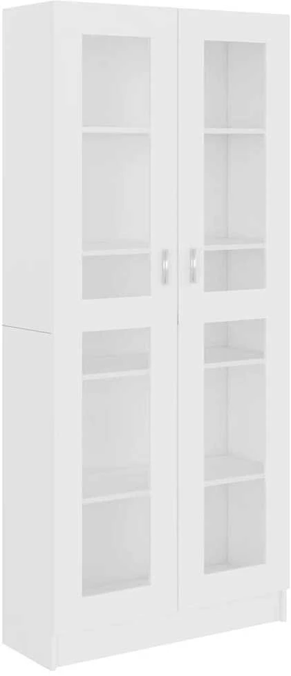Vitrininė spintelė, balta, 82,5x30,5x185,5cm, apdirbta mediena
