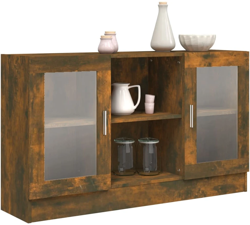 Vitrininė spintelė, dūminio ąžuolo, 120x30,5x70cm, mediena