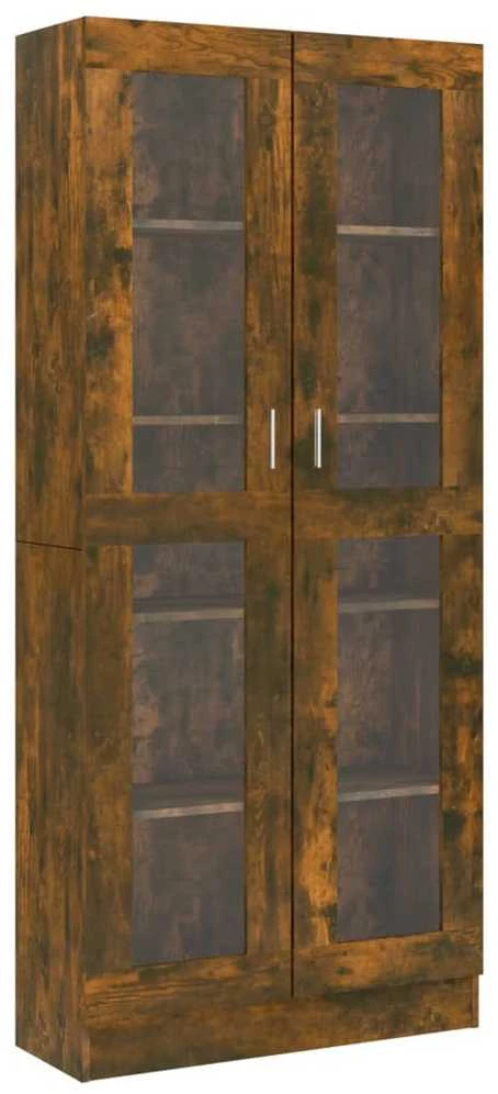 Vitrininė spintelė, dūminio ąžuolo, 82,5x30,5x185,5cm, mediena