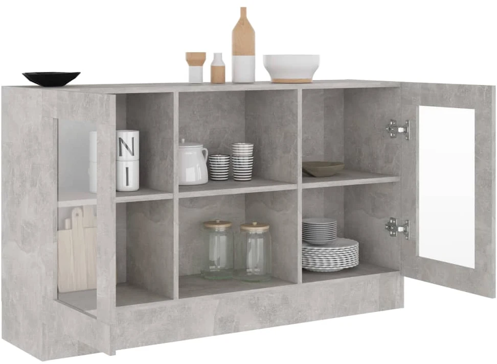 Vitrininė spintelė, pilka, 120x30,5x70cm, apdirbta mediena