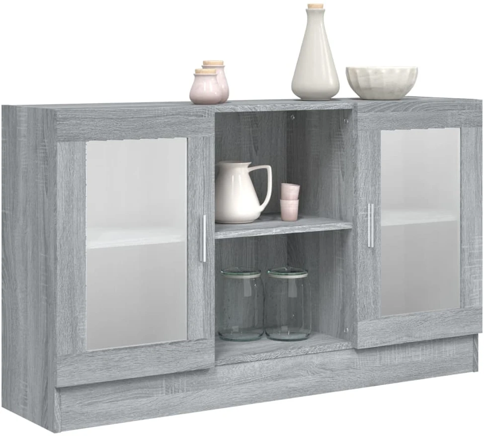 Vitrininė spintelė, pilka ąžuolo, 120x30,5x70cm, mediena