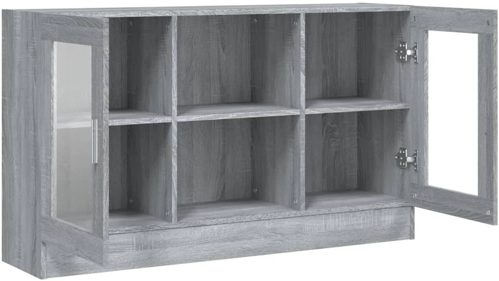 Vitrininė spintelė, pilka ąžuolo, 120x30,5x70cm, mediena