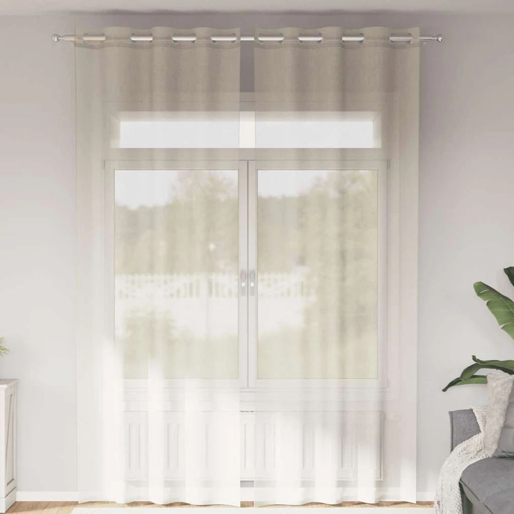 Voile užuolaidos su įvorėmis, 2vnt., kreminės, 140x300cm