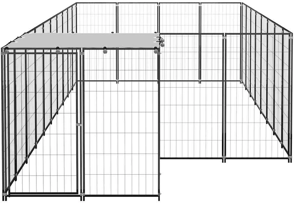 Voljeras šunims, juodos spalvos, 10,89 m², plienas