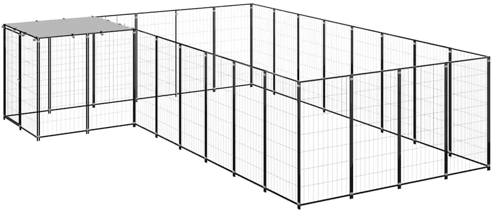 Voljeras šunims, juodos spalvos, 10,89 m², plienas