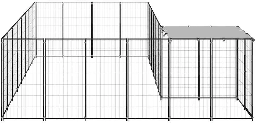 Voljeras šunims, juodos spalvos, 10,89 m², plienas