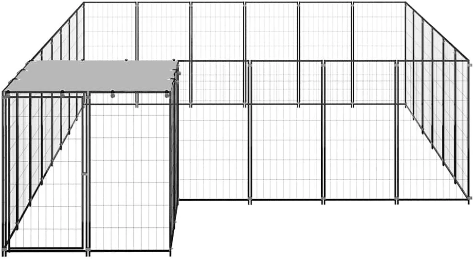 Voljeras šunims, juodos spalvos, 12,1 m², plienas