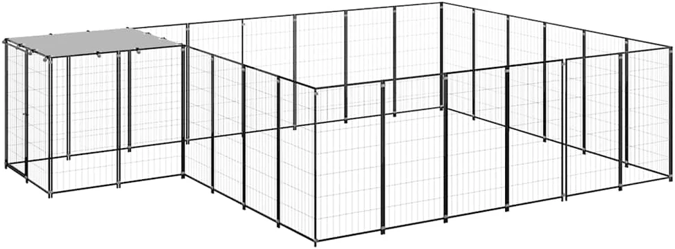 Voljeras šunims, juodos spalvos, 12,1 m², plienas