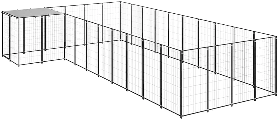 Voljeras šunims, juodos spalvos, 13,31m², plienas