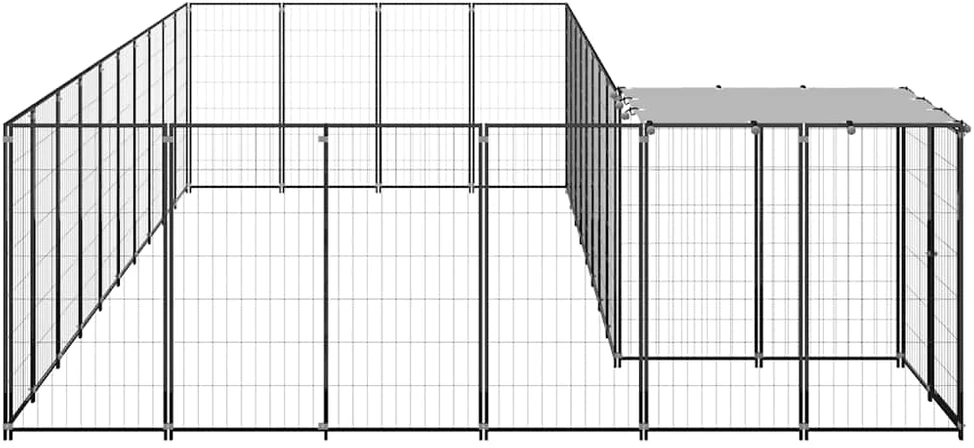 Voljeras šunims, juodos spalvos, 13,31m², plienas