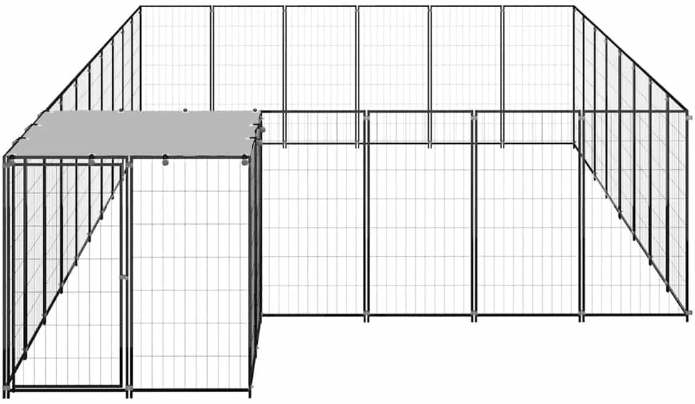 Voljeras šunims, juodos spalvos, 15,73 m², plienas
