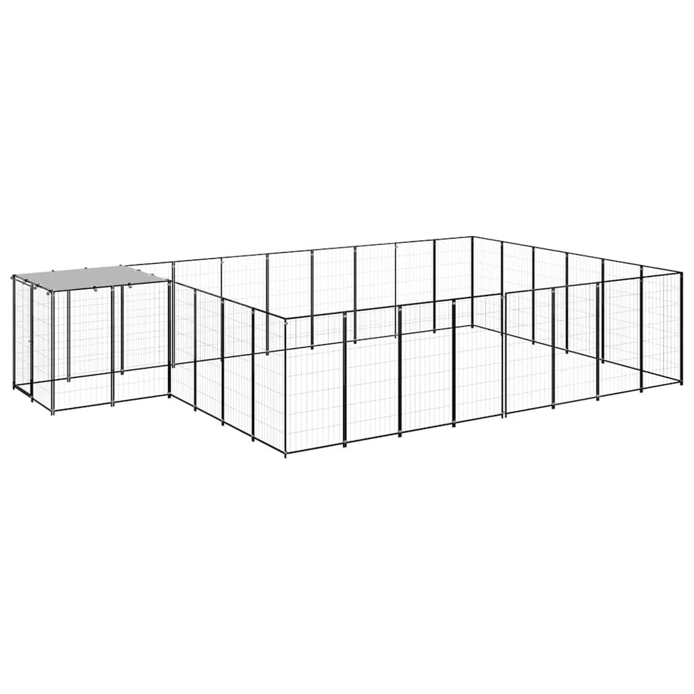 Voljeras šunims, juodos spalvos, 15,73 m², plienas
