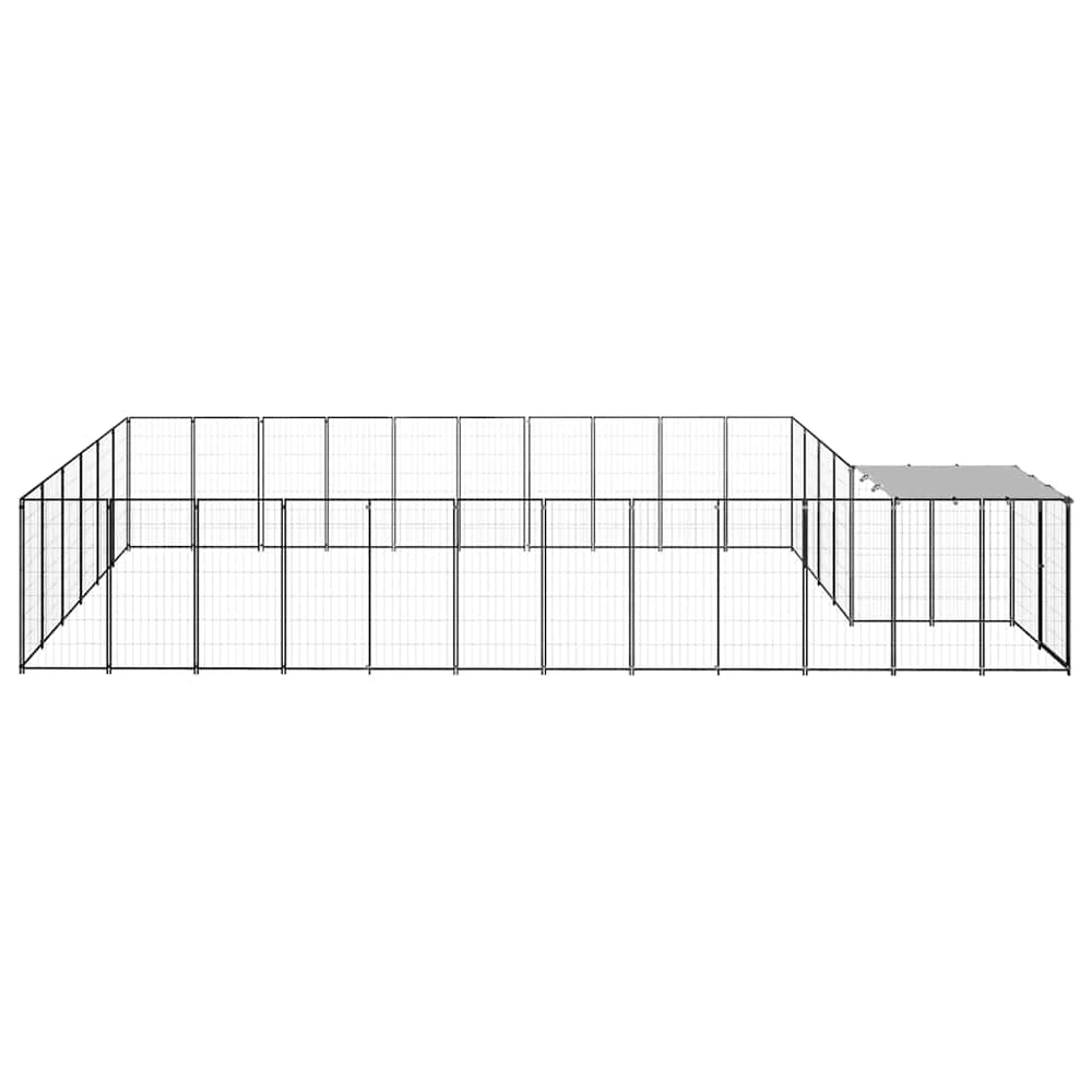 Voljeras šunims, juodos spalvos, 19,36 m², plienas