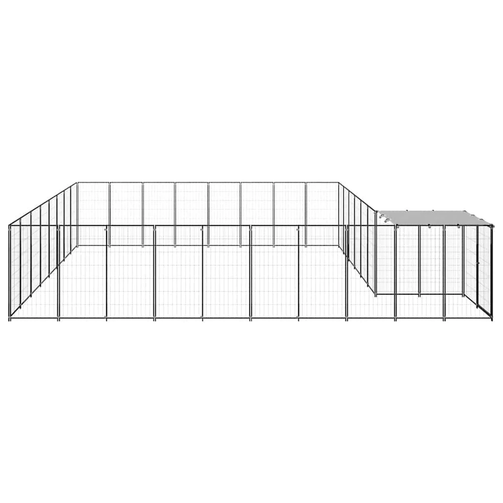 Voljeras šunims, juodos spalvos, 20,57 m², plienas
