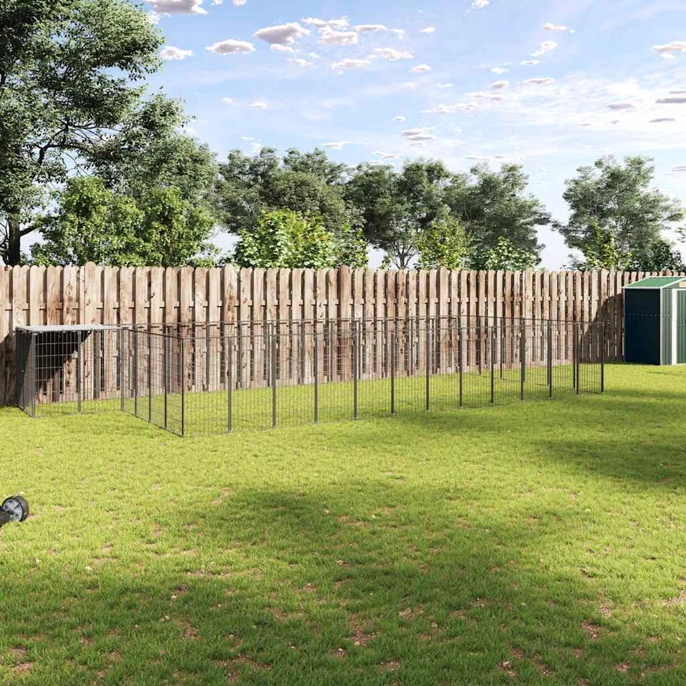 Voljeras šunims, juodos spalvos, 22,99 m², plienas