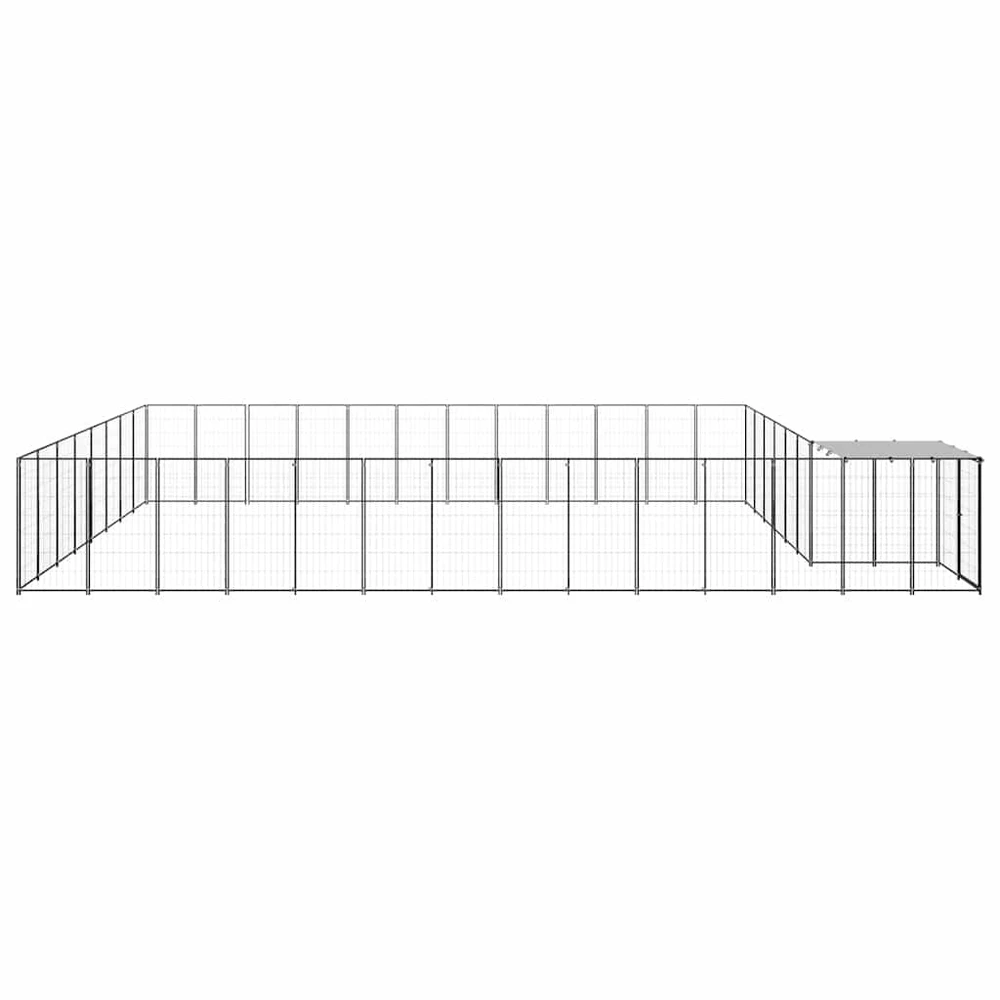Voljeras šunims, juodos spalvos, 30,25 m², plienas