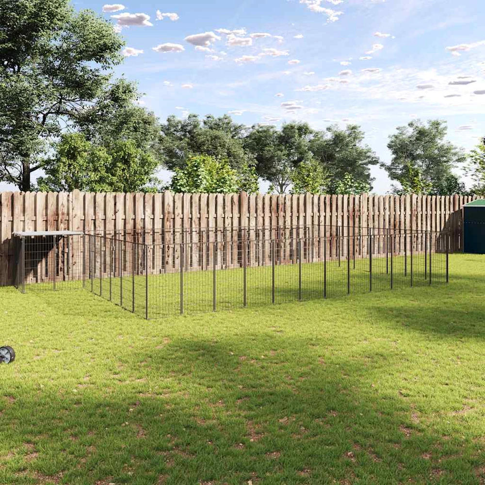 Voljeras šunims, juodos spalvos, 30,25 m², plienas