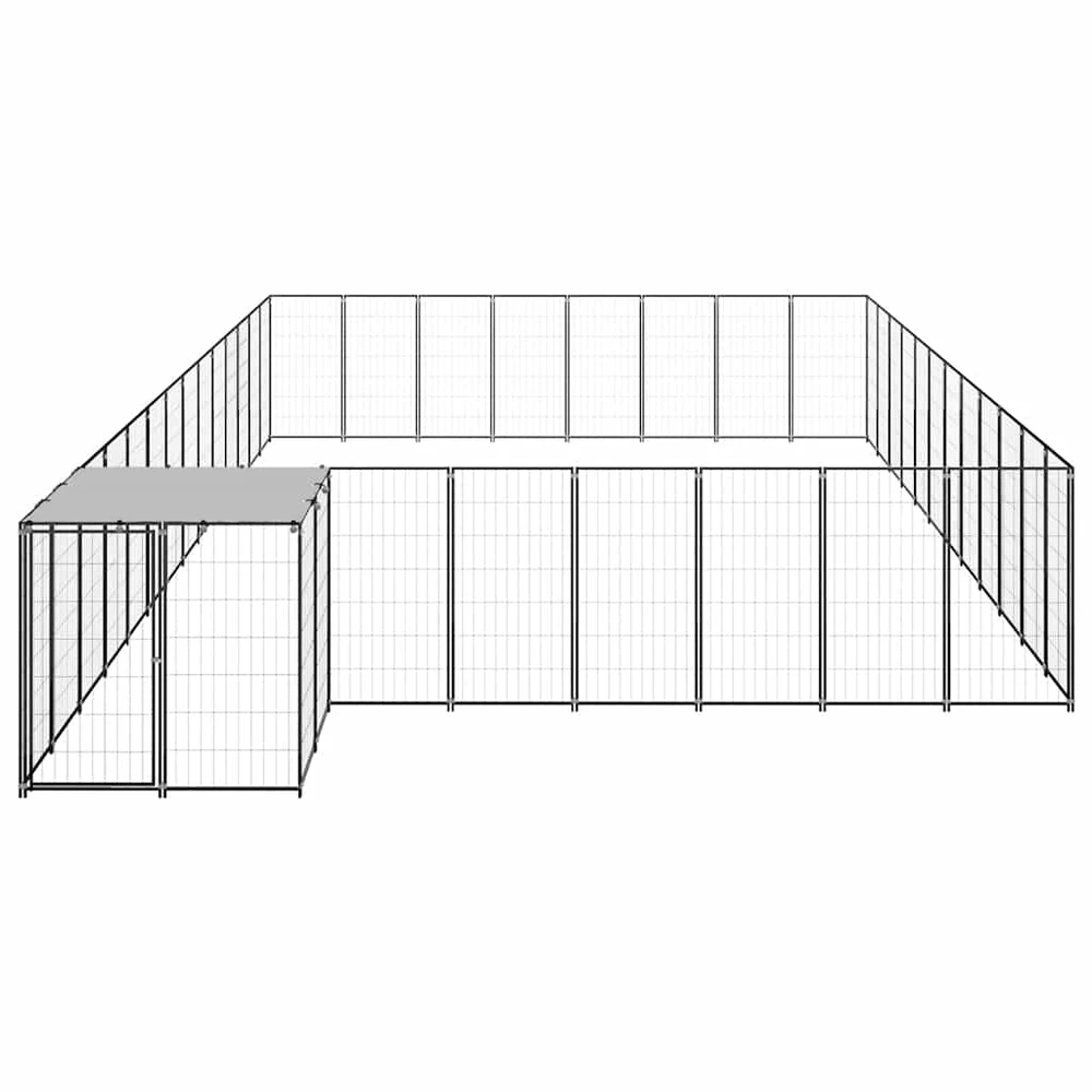 Voljeras šunims, juodos spalvos, 30,25 m², plienas