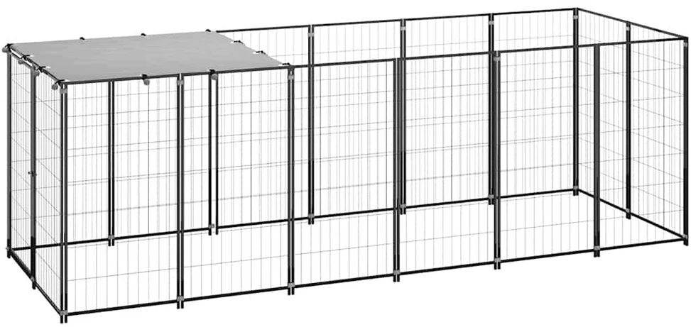 Voljeras šunims, juodos spalvos, 330x110x110cm, plienas